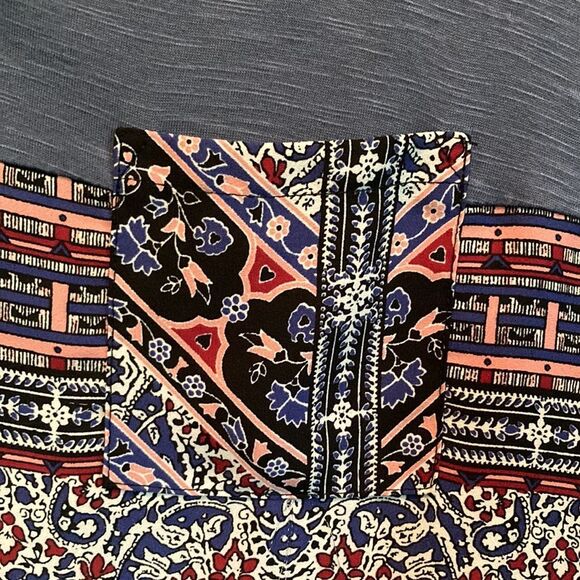 KNOX ROSE Patch Front Pocket Blouse Aztec Boho Womens Extra Small XS - Picture 7 of 14
